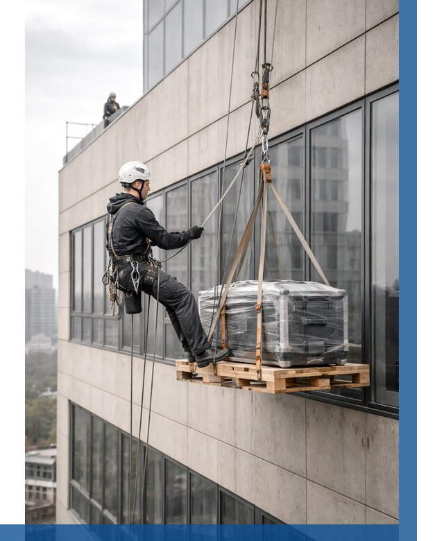 Спуск груза по фасаду в Урае от 3647 р. | ВЫСОТНИК-Урй