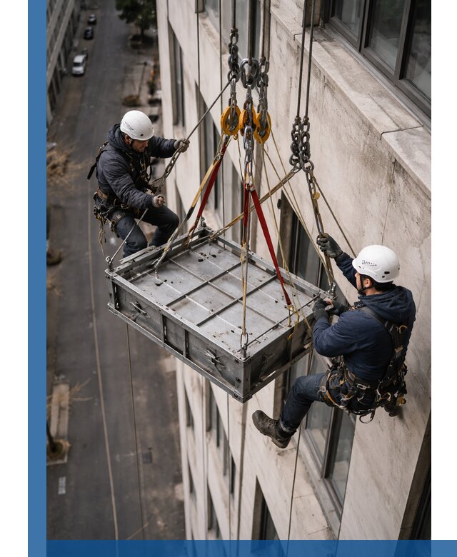 Спуск и подъем грузов по фасаду в Урае для зданий