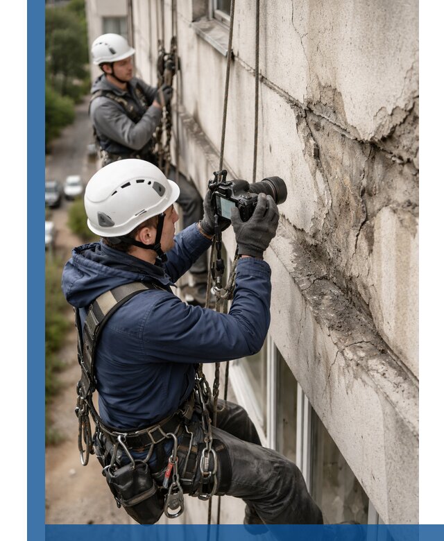 Фотофиксация дефектов фасада с высотной съемкой в Урае