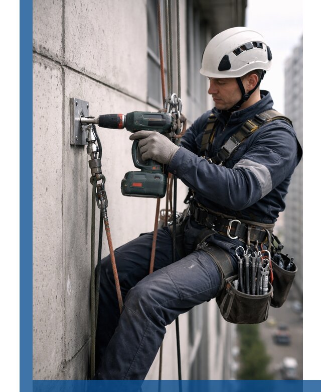 Установка анкерных точек для высотных работ в Урае